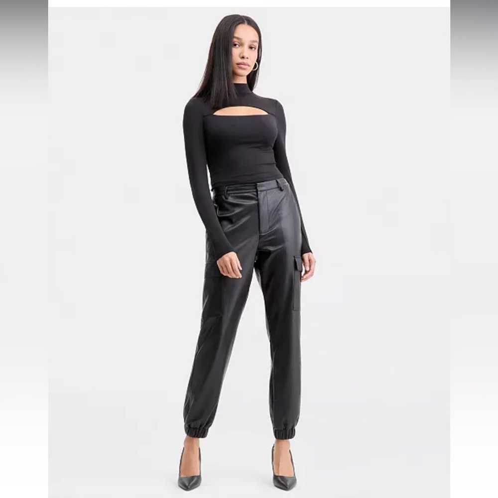 Faux Leather Cargo Joggers